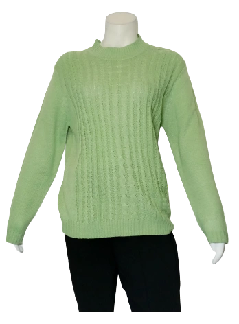 American Sweetheart Women’s Light Green Cable Knit Sweater – Medium, 100% Acrylic