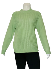 American Sweetheart Women’s Light Green Cable Knit Sweater – Medium, 100% Acrylic