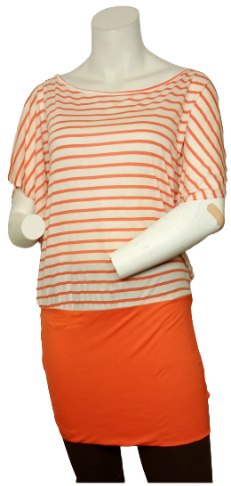 Bella D orange/white stripe dress