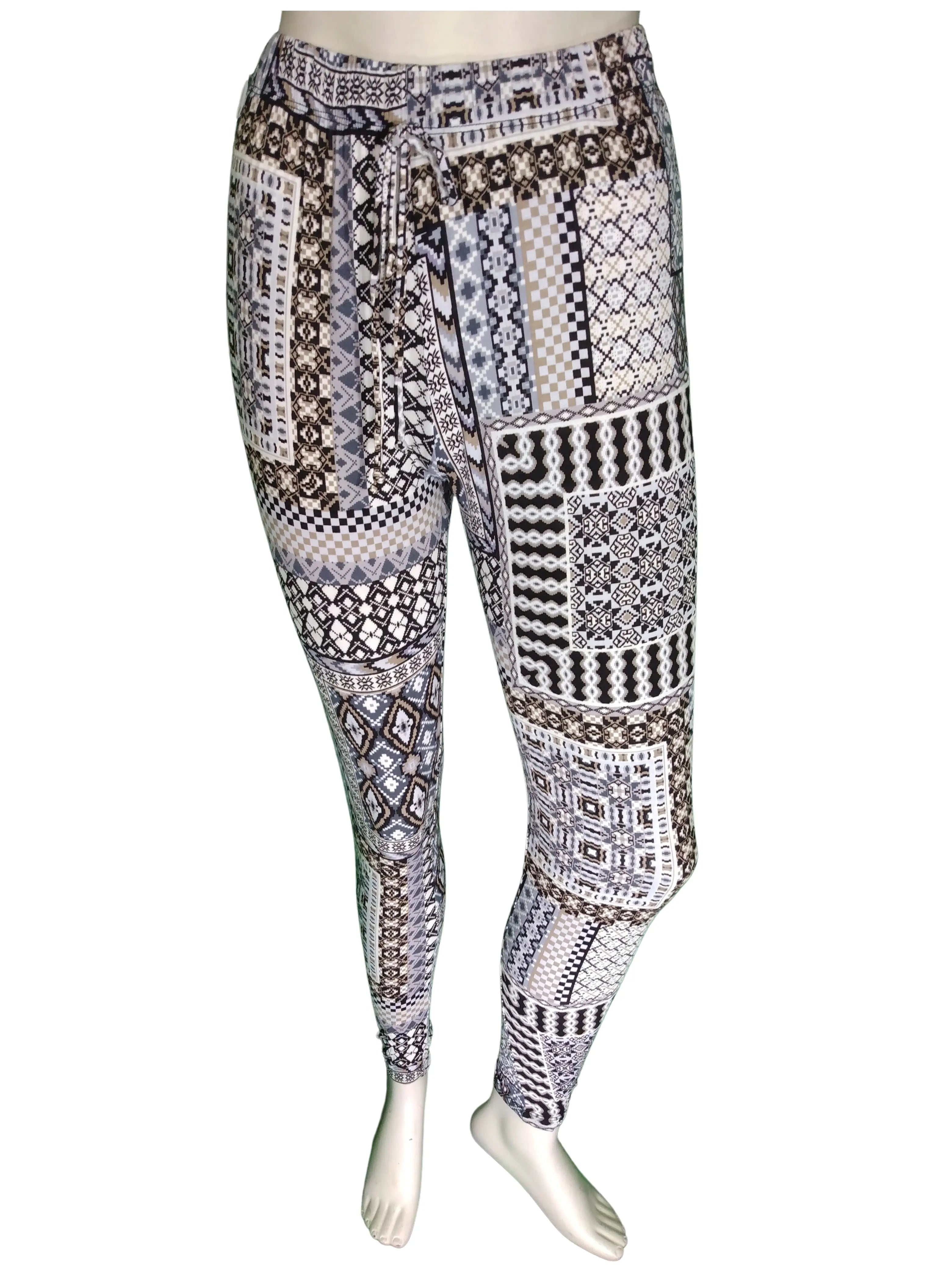 Cemi Ceri Women’s Tan/Grey/Black Geometric Pant, Size Medium