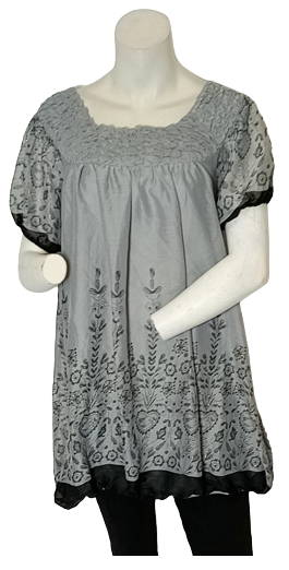 Gray/Black Minuet Floral Blouse