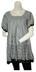 Gray/Black Minuet Floral Blouse