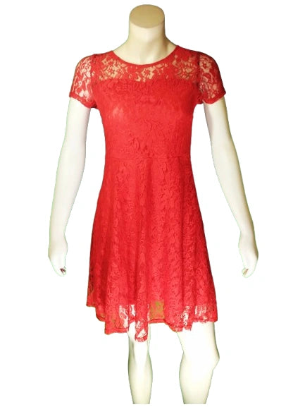 Diva General Collection Women’s Red Lace Dress – Medium, 100% Polyester