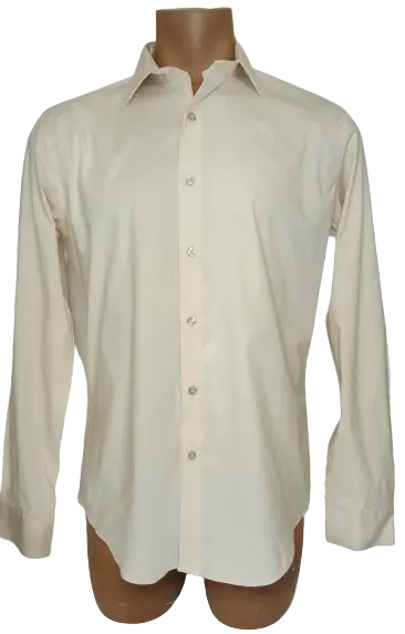 Alfani Men’s Slim Fitted Cream Long Sleeve Shirt, Size Medium (15-15 1/2, 34-35)