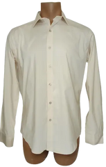 Alfani Men’s Slim Fitted Cream Long Sleeve Shirt, Size Medium (15-15 1/2, 34-35)