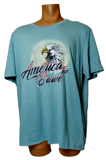 St. Johns Bay Boys’ Sky Blue “America the Brave” Short Sleeve Shirt, Size XXL