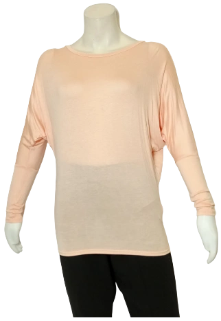 Love In Girls’ Peach Batwing Long Sleeve Shirt