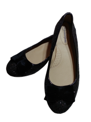 Cat&Jack Black Sparkle Flats with Bow | Size 5 | Glitter Shoes for Kids
