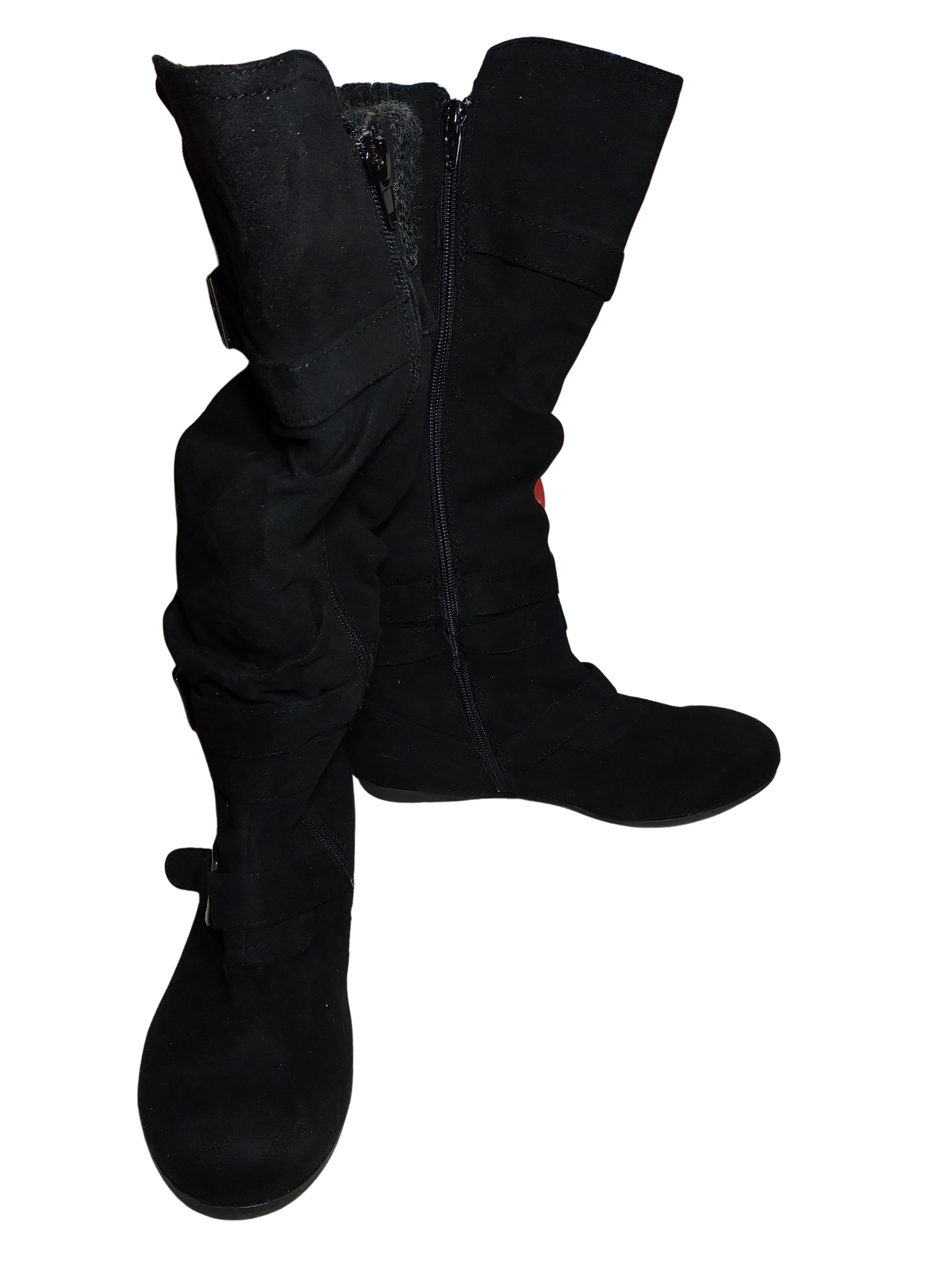 Bongo Black Velvet Tall Slouchy Boots with Side Zipper - Size 6.5