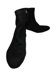 Simply Styled Bianca Black Velvet Ankle Boots with Side Zipper - Size 10M