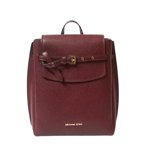 Michael Kors Emilia Medium Pebbled Leather Backpack in Merlot