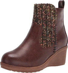 Muk Luks Brown Tweed Novah Wedge Ankle Boots