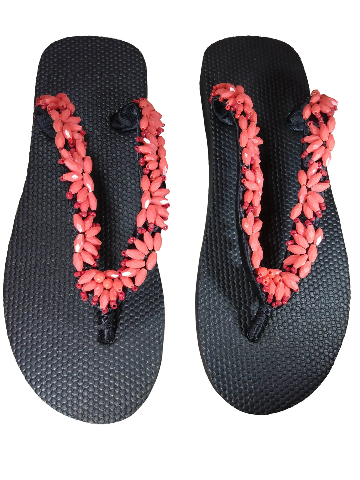 Beaded Unisex Flip Flop Pink Red Size 11 (measure 10.5")