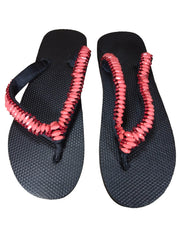 Beaded Unisex Flip Flop Coral Red Size 11 (measure 10.5")