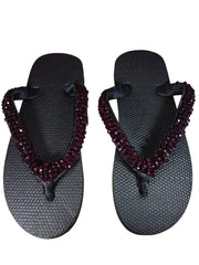 Beaded Unisex Flip Flop Ruby Size 9.5 (measure 10")
