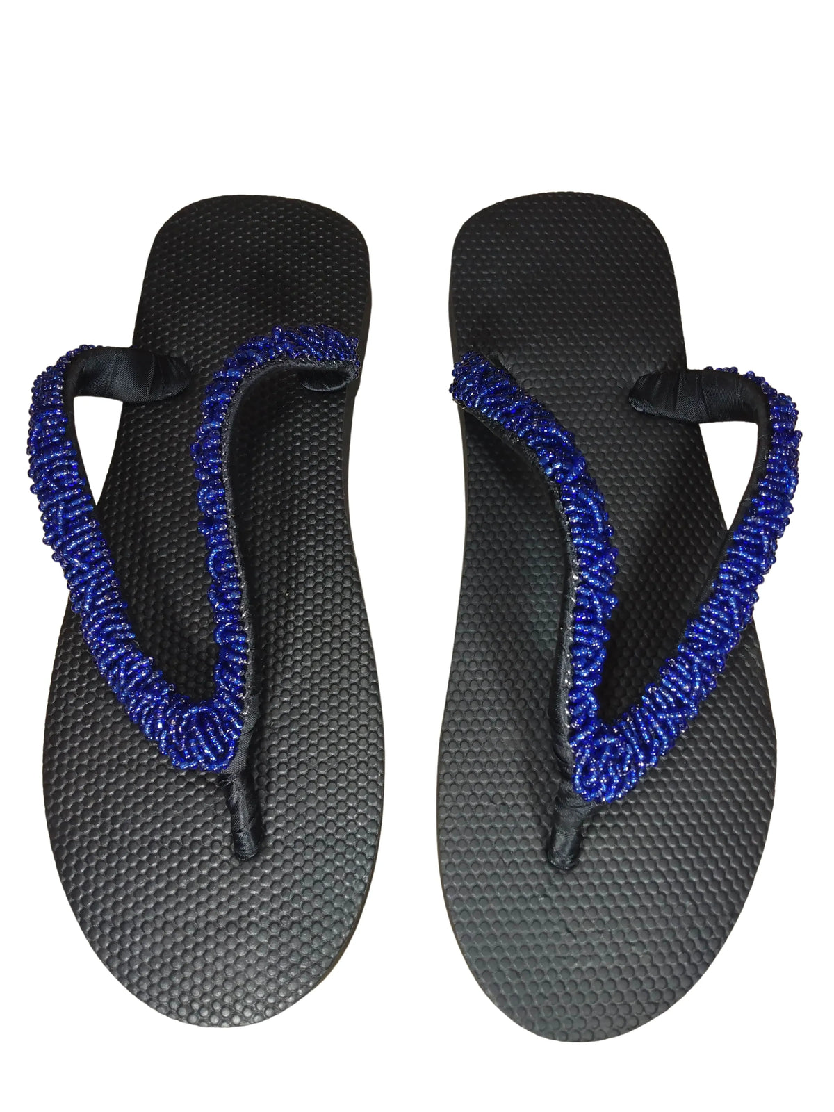Beaded Unisex Flip Flop Blue Size 12.5 (measure 11")