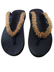 Beaded Unisex Flip Flop Peach Size 6.5/7 (measure 9.25")