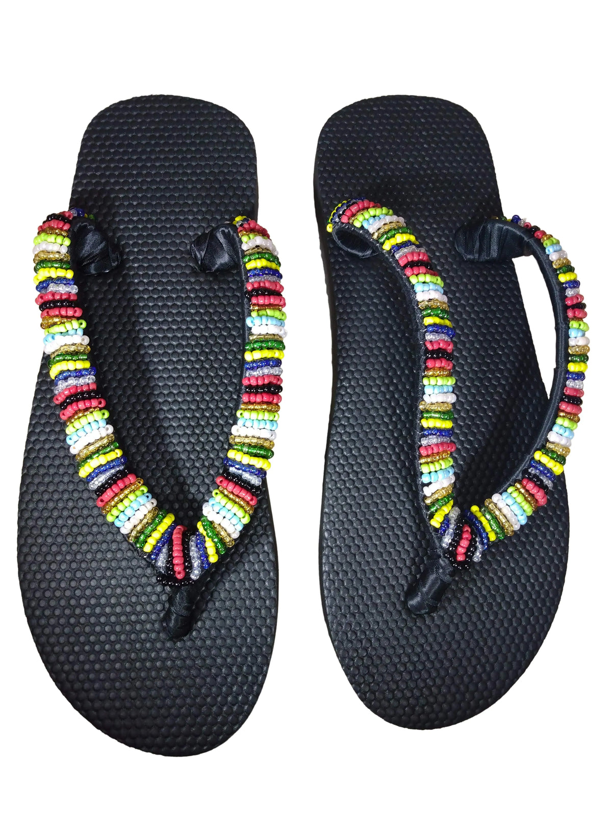 Beaded Unisex Flip Flop Multicolor Size 9.5 (measure 10")