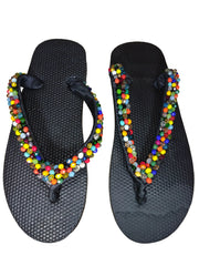 Beaded Unisex Flip Flop Multicolor Size 9.5 (measure 10")