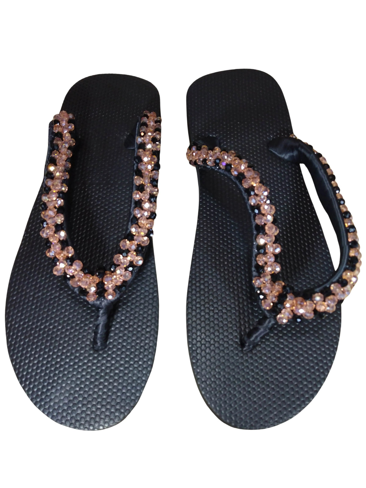 Beaded Unisex Flip Flop Gold Black Size 12.5 (measure 11")