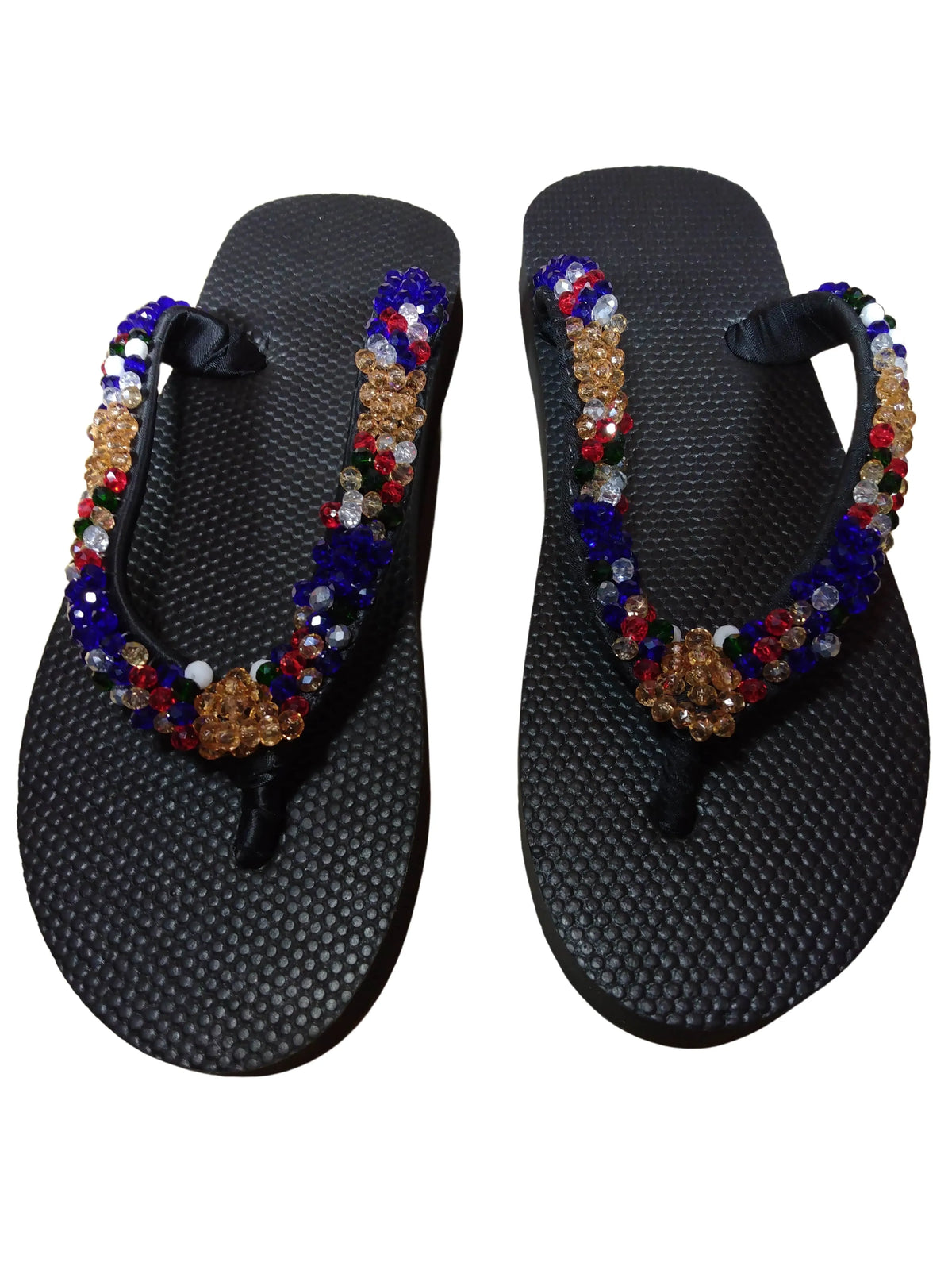 Beaded Unisex Flip Flop Multicolor Size 9.5 (measure 10")