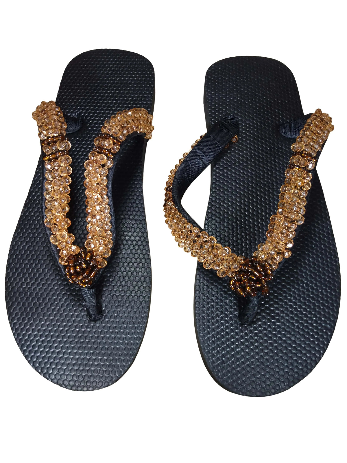 Beaded Unisex Flip Flop Chocolate Peach Size 11 (measure 10.5")