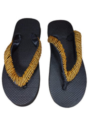 Beaded Unisex Flip Flop Gold Size 8 (measure 9.5")