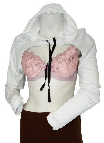 Glitz White Crop Top Hoodie