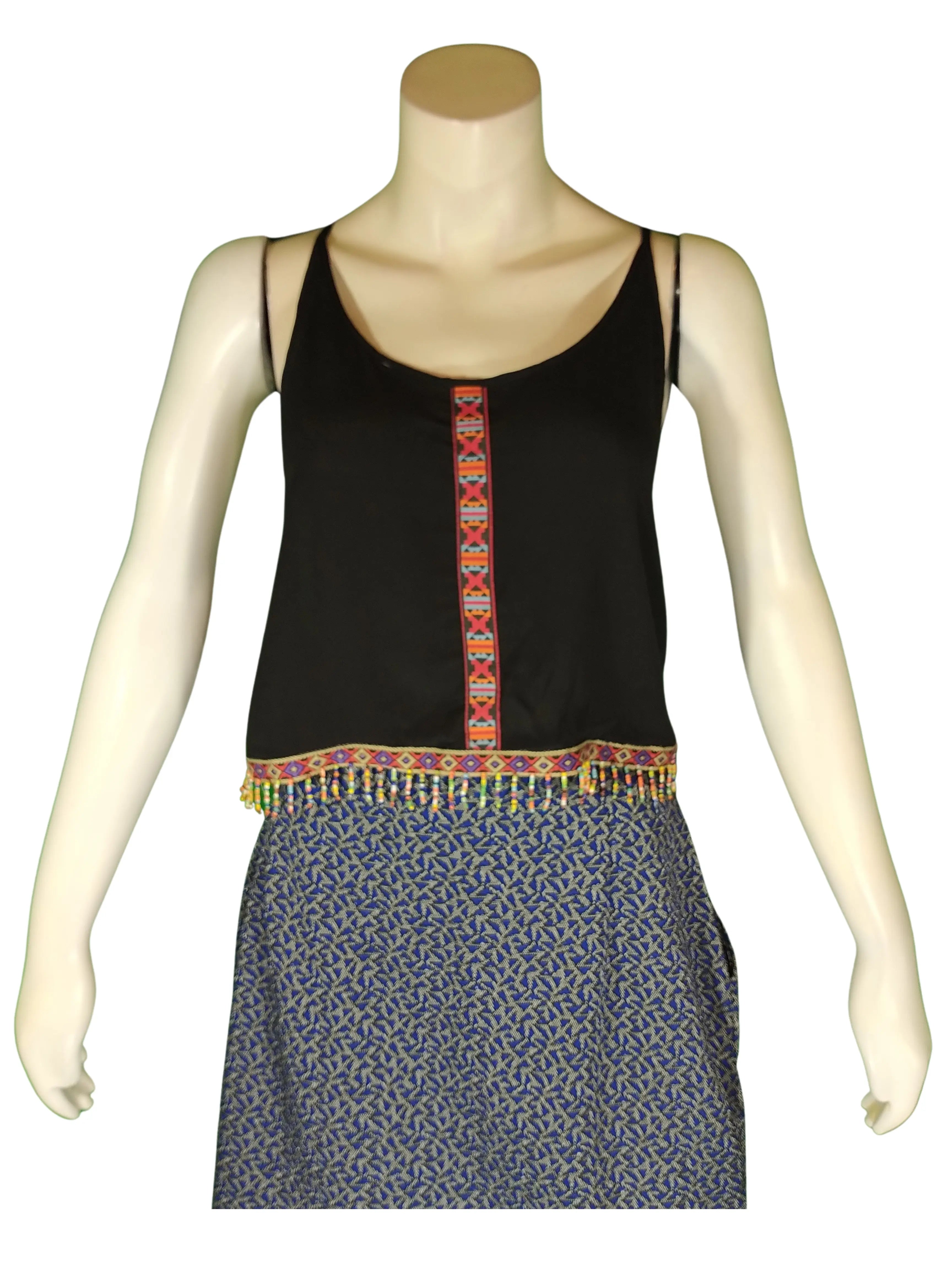 Dream State Women’s Black Sheer Beaded Top, Size Small