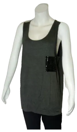 Zenana Outfitters Girls’ Grey Tank Top with Sequins, Size 3X