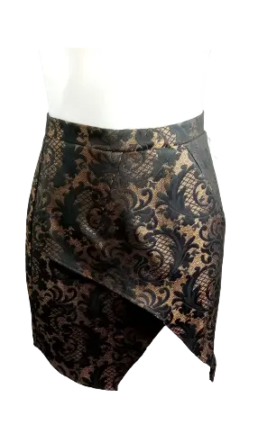 You Girls’ Gold/Black Skirt with Leaf Pattern, Size Small
