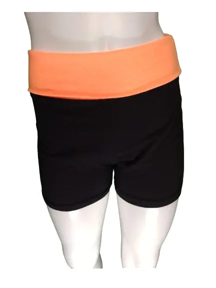 Zenana Outfitters Girls’ Black/Orange Fold Top Shorts, Size Small