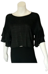 Ces Femme Women’s Black Shirt with Ruffles, Size Large