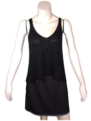 Millau Women’s Black Semi-Sheer Tank Top, Size Small