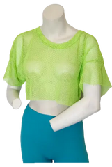 Glitz Women’s Lime Green Mesh Crop Top, Size Medium