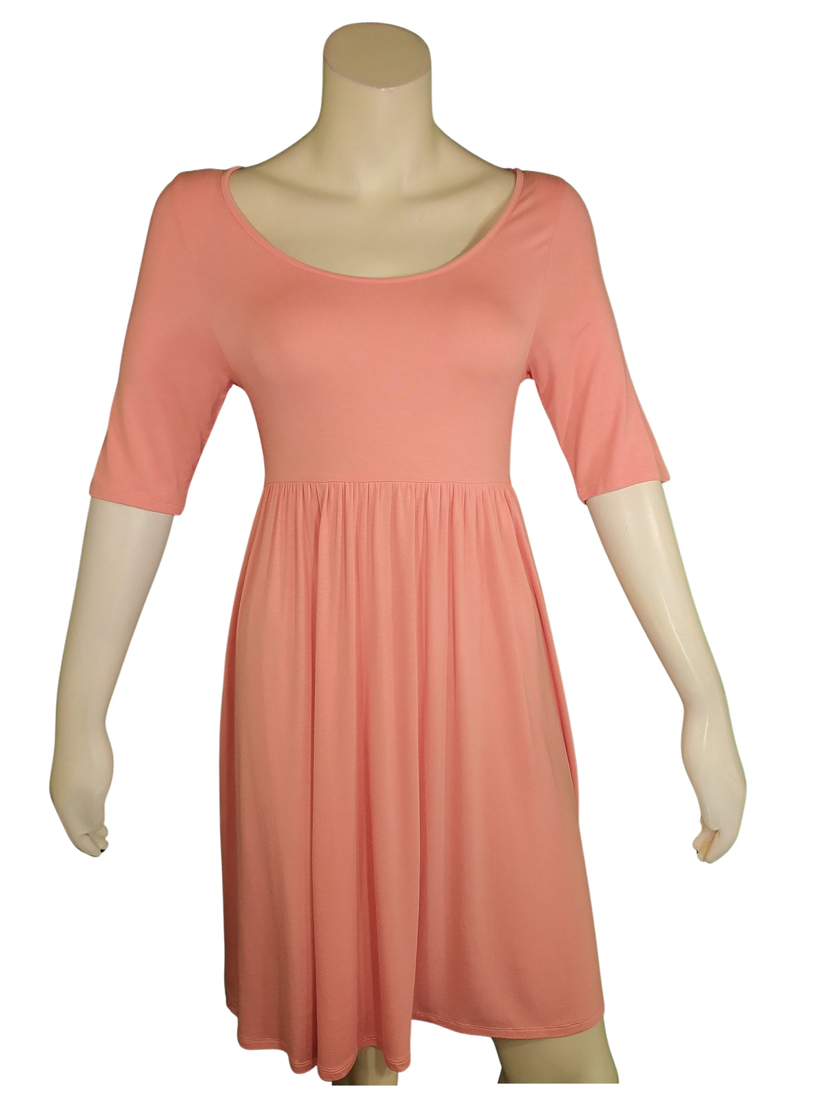 Zenana Premium Women's Peach Cotton Midi Dress – 1/2 Sleeve, Medium Fit