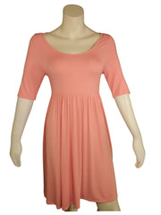 Zenana Premium Women's Peach Cotton Midi Dress – 1/2 Sleeve, Medium Fit