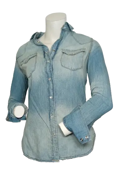 Carmar Women’s Blue Denim Blouse, Size Small