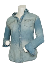 Carmar Women’s Blue Denim Blouse, Size Small