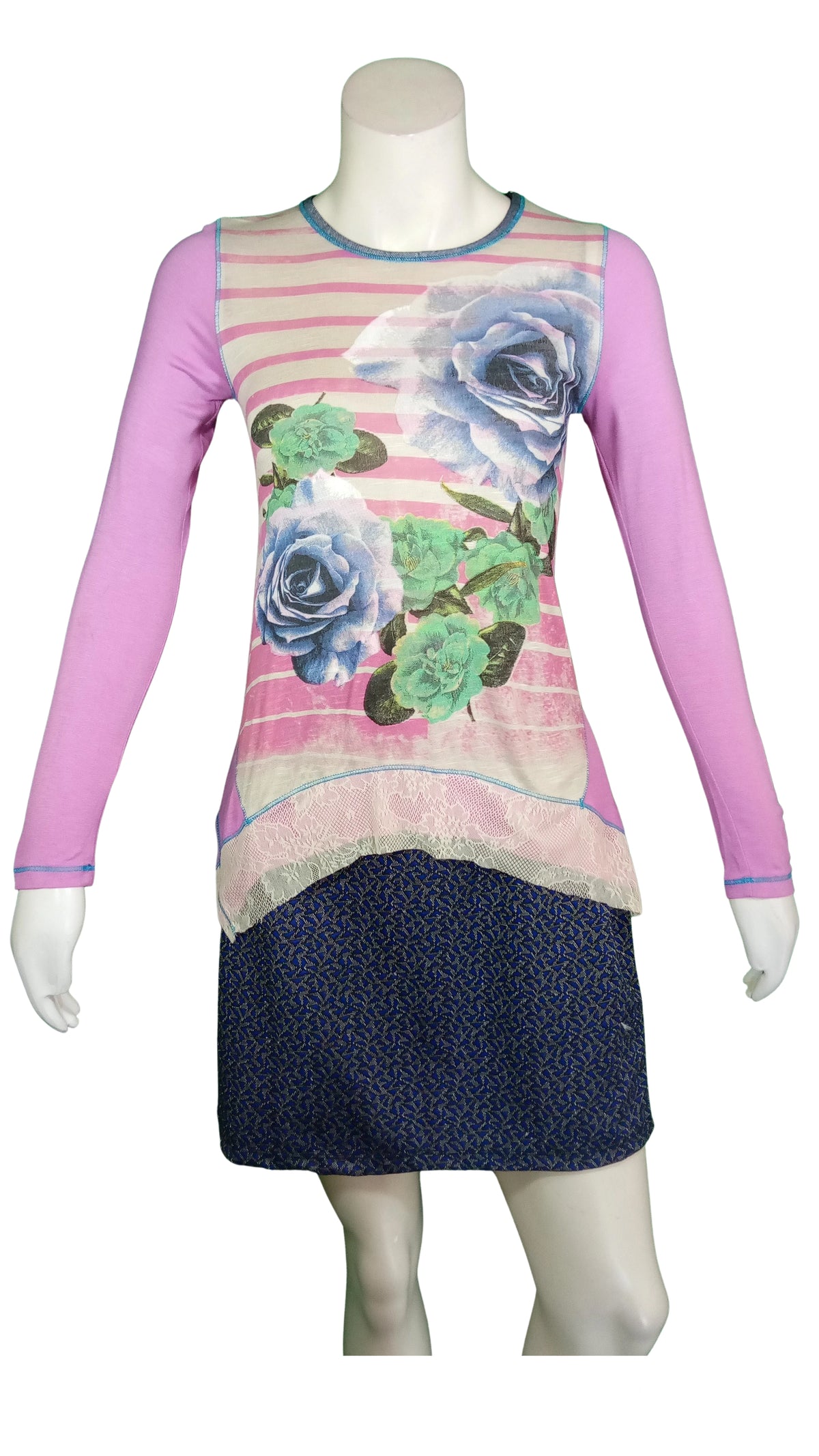 Libertalia Girls’ Purple Floral Top – Multi-Color Print, Size M (10), 100% Rayon