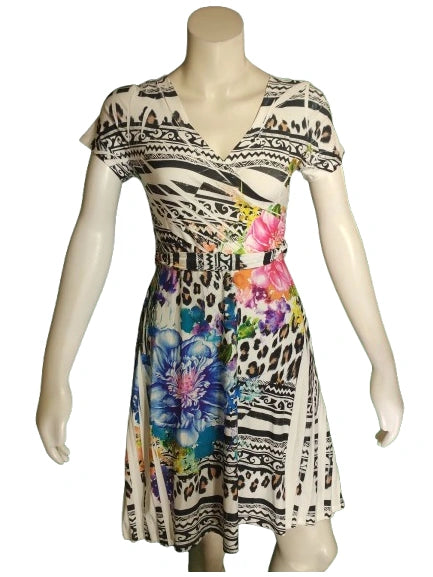 Love In Women's Spray Paint Print Dress – Black, White & Multi, Large, 100% Polyester