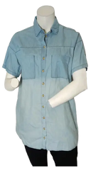 Mieeion Women’s Blue Short Sleeve Shirt, Size Small