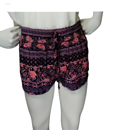 Everybody Talks Girls’ Black/Pink Flower Shorts, Size Small