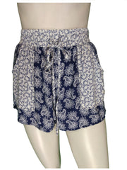 House of Three Girls’ Navy/Cream Patterned Shorts with Pockets, Size 8