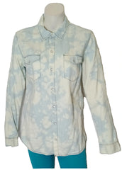 Carmar Girls’ Bleach-Stained Denim Shirt – Blue/White, Cotton Viscose Blend