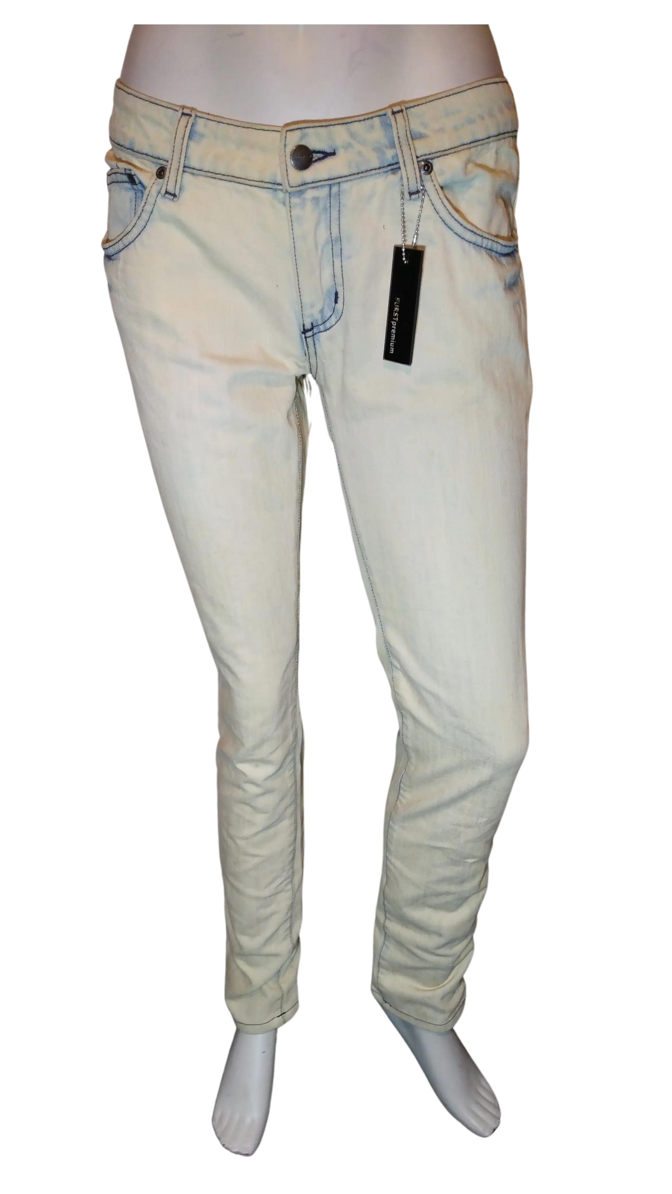 Furst Premium Women’s Cream/Blue Dirty Jeans, Size 28