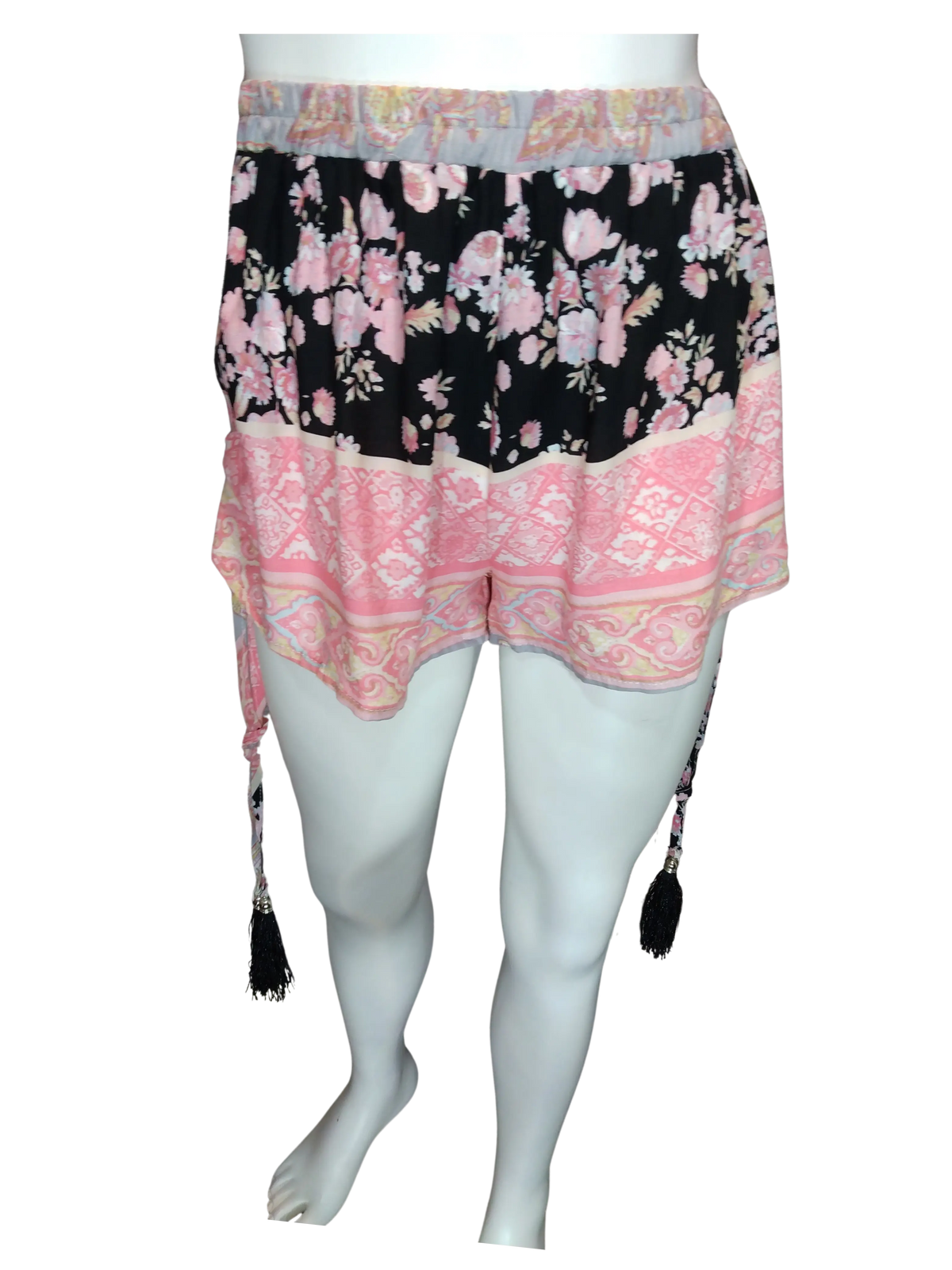Jaase Girls’ Pink/Black Flowered Shorts, Size XS