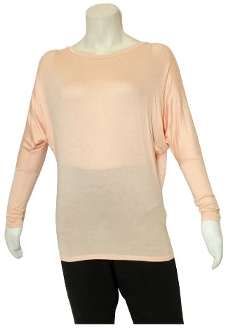 Love In Girls’ Peach Batwing Sleeve Shirt – Small Size, Long Sleeve, Soft Rayon Blend
