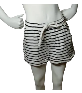 Lady Girls’ Black/White Shorts with Drawstring, Size 8