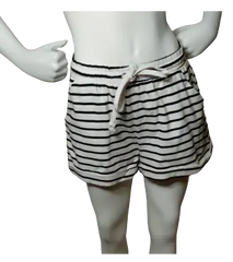 Lady Girls’ Black/White Shorts with Drawstring, Size 8
